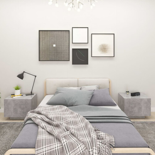 VidaXL vidaXL Bedside Cabinet Concrete Grey Engineered Wood Nightstand Beside Table