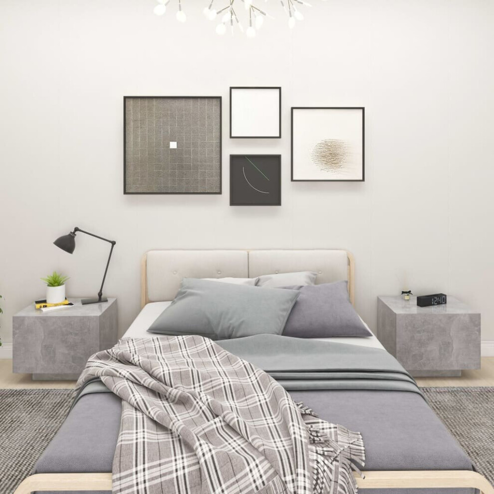 Vidaxl Bedside Cabinet Concrete Engineered Wood Nightstand Beside Table Grey
