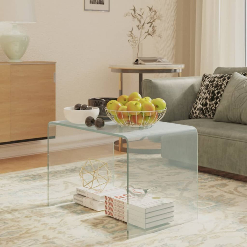 vidaXL Side Table Tempered Glass Living Room Corner Unit End Coffee Sofa Table