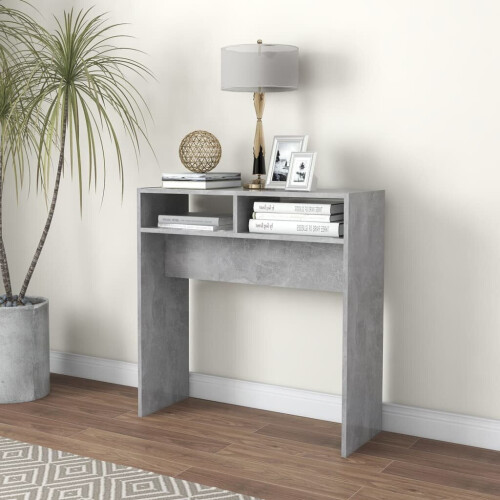 VidaXL vidaXL Console Table Concrete Grey Engineered Wood - Hall/Accent Table 78x30x80 cm, Includes Wall Attachment, 808300
