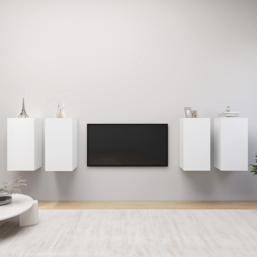 Vidaxl 4X Tv Cabinets 30.5X30x60 Cm Chipboard Hanging Tv Cabinet Unit White