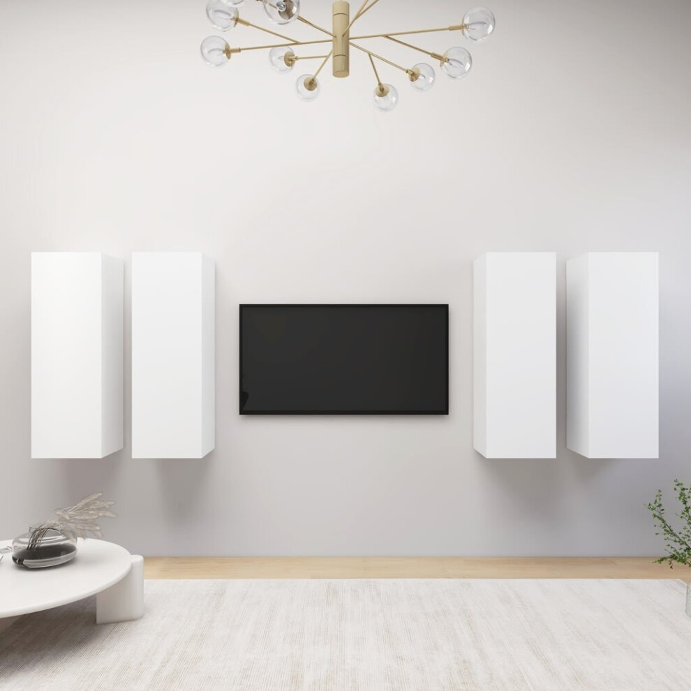 vidaXL 4x TV Cabinets White 30.5x30x90 cm Engineered Wood Hanging TV Cabinet
