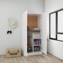 vidaXL Wardrobe White Engineered Wood Clothing Cabinet Home Organiser Hanger