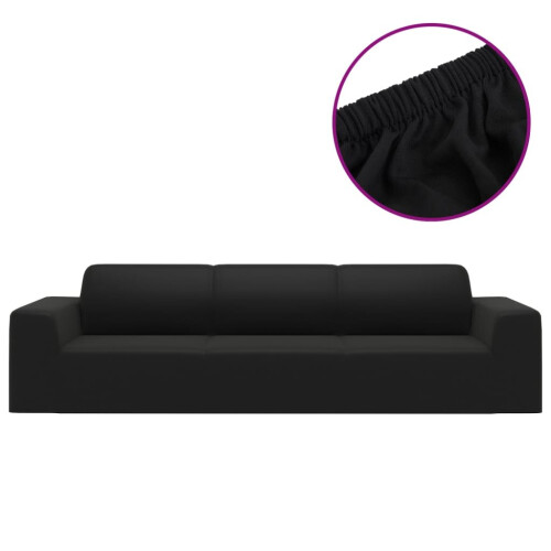 VidaXL vidaXL Stretch Sofahusse 4-Sitzer Schwarz Polyester-Jersey 1