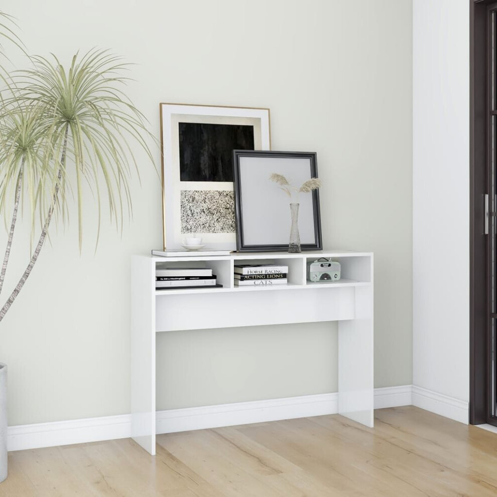 vidaXL Console Table High Gloss White Engineered Wood Couch End Side Table