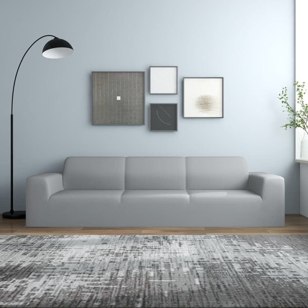 vidaXL 4-Seater Stretch Couch Slipcover Grey Polyester Jersey Couch Cover