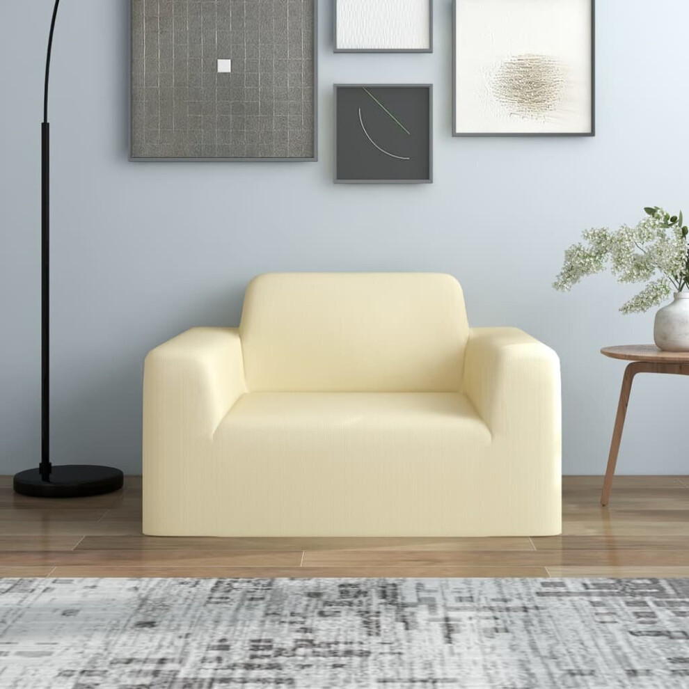 Vidaxl Stretch Couch Slipcover Polyester Jersey Couch Cover Protector Cream