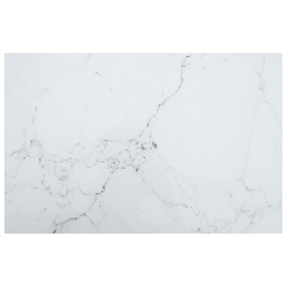Vidaxl Table Top With Marble Design White Tempered Glass Coffee Table Top Set
