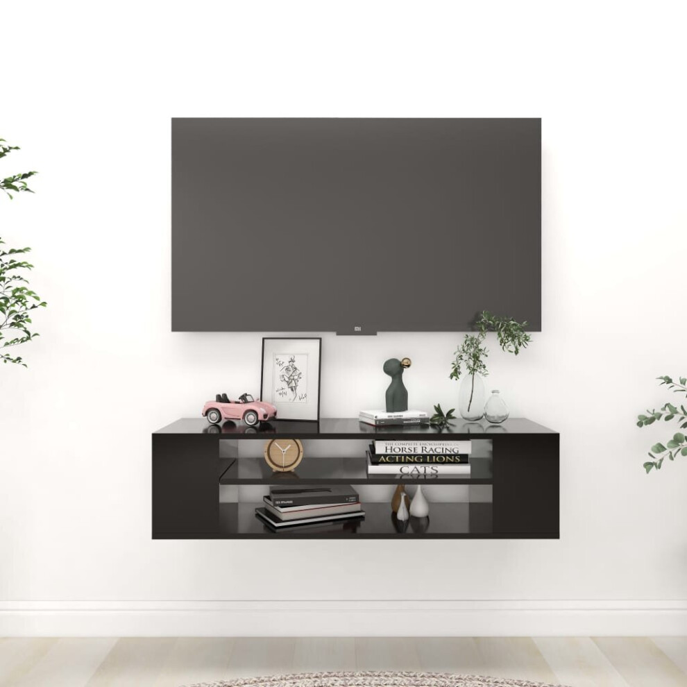 vidaXL Hanging TV Cabinet Black 100x30x26.5 cm Chipboard TV Hi-Fi Cabinet