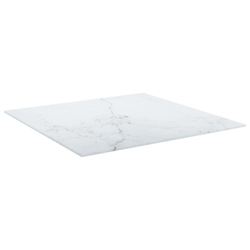 VidaXL vidaXL Table Top White Tempered Glass with Marble Design Dining Table Top Set 2