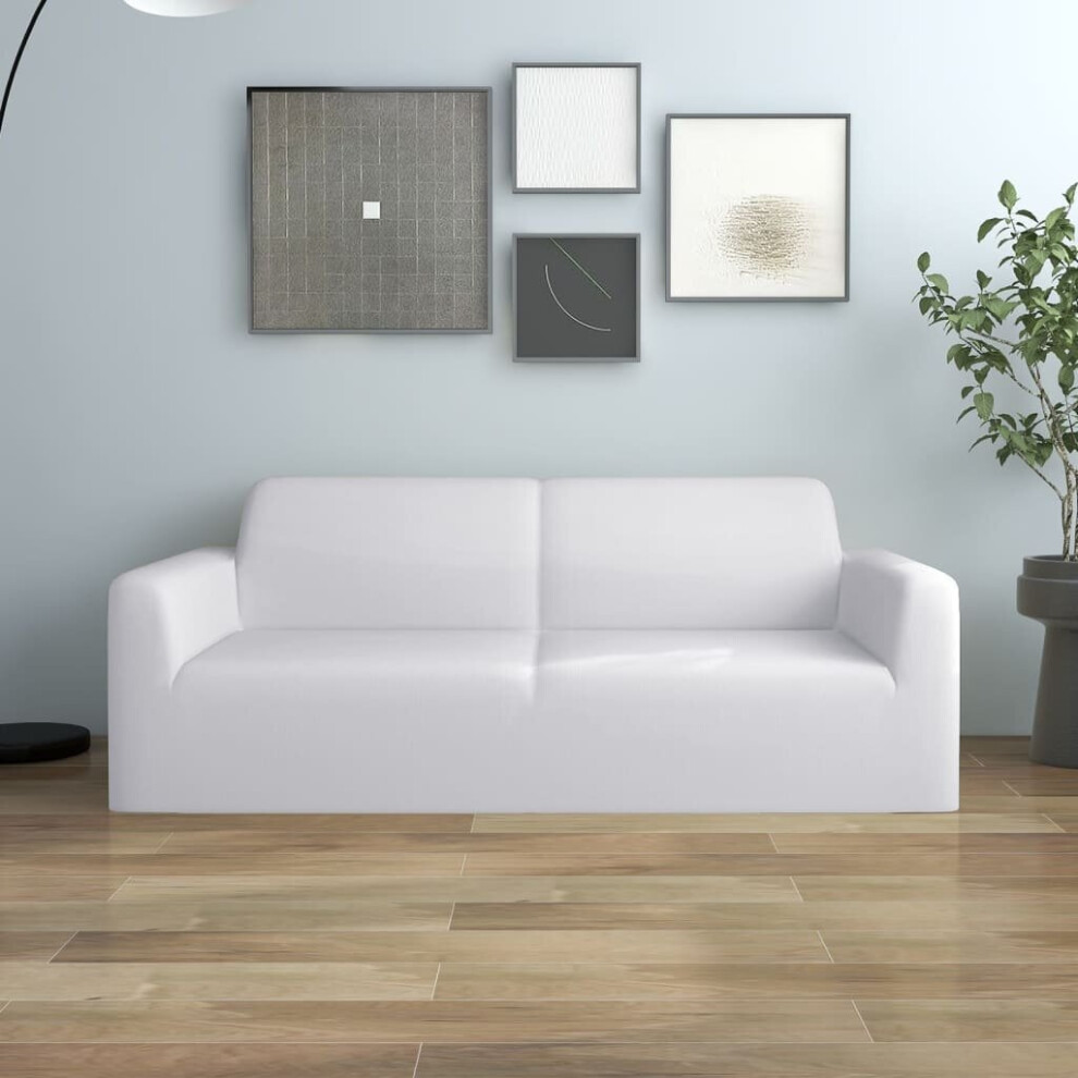 Vidaxl 2-Seater Stretch Couch Slipcover Polyester Jersey Couch Cover White