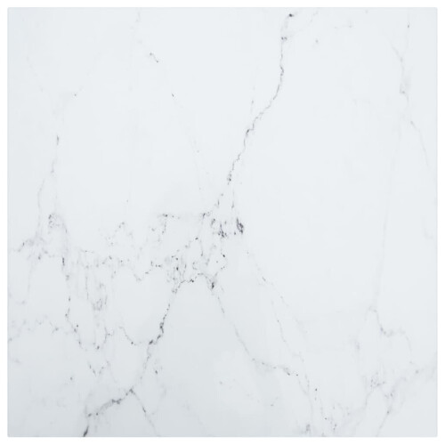 VidaXL vidaXL Table Top White Tempered Glass with Marble Design Dining Table Top Set
