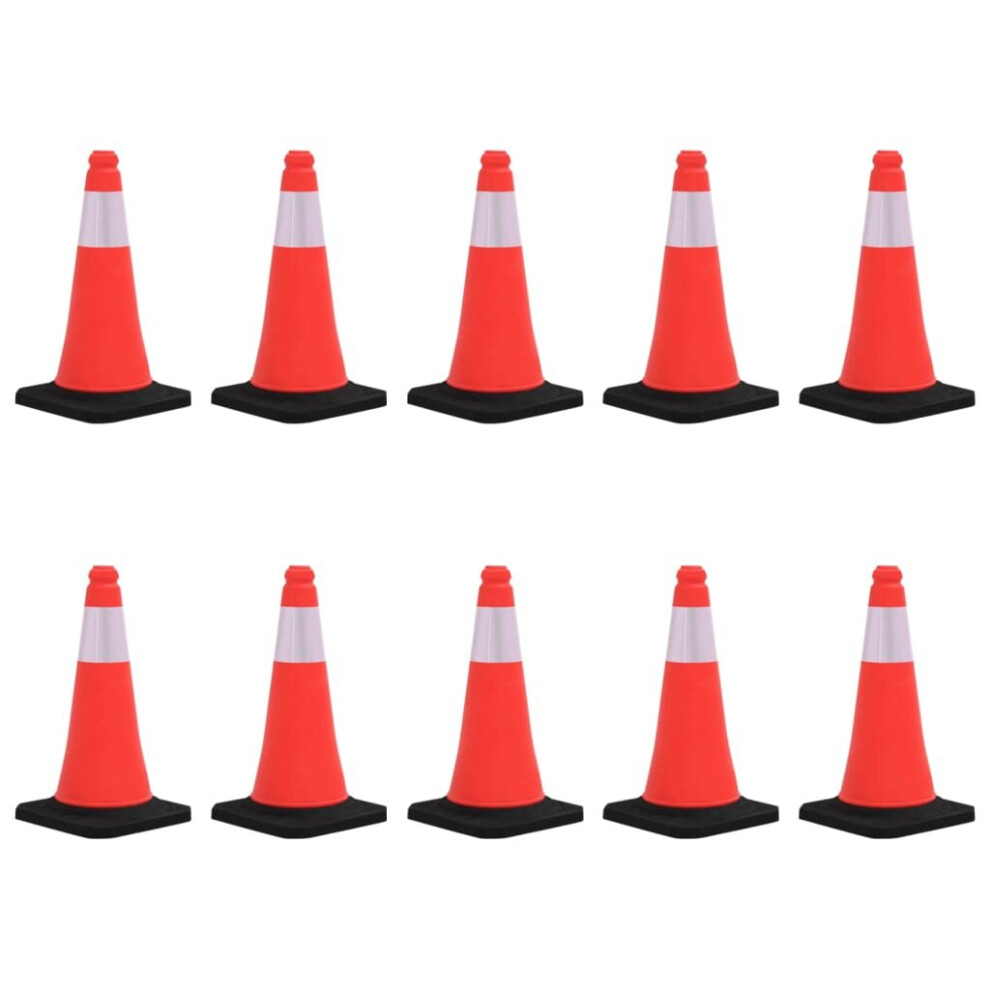 vidaXL 10x Reflective Traffic Cones with Heavy Bases 50 cm Road Traffic Sign