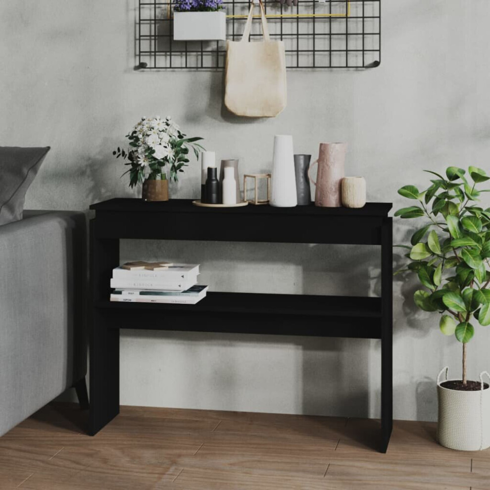 vidaXL Console Table Black Engineered Wood Living Room Couch Accent Side Table