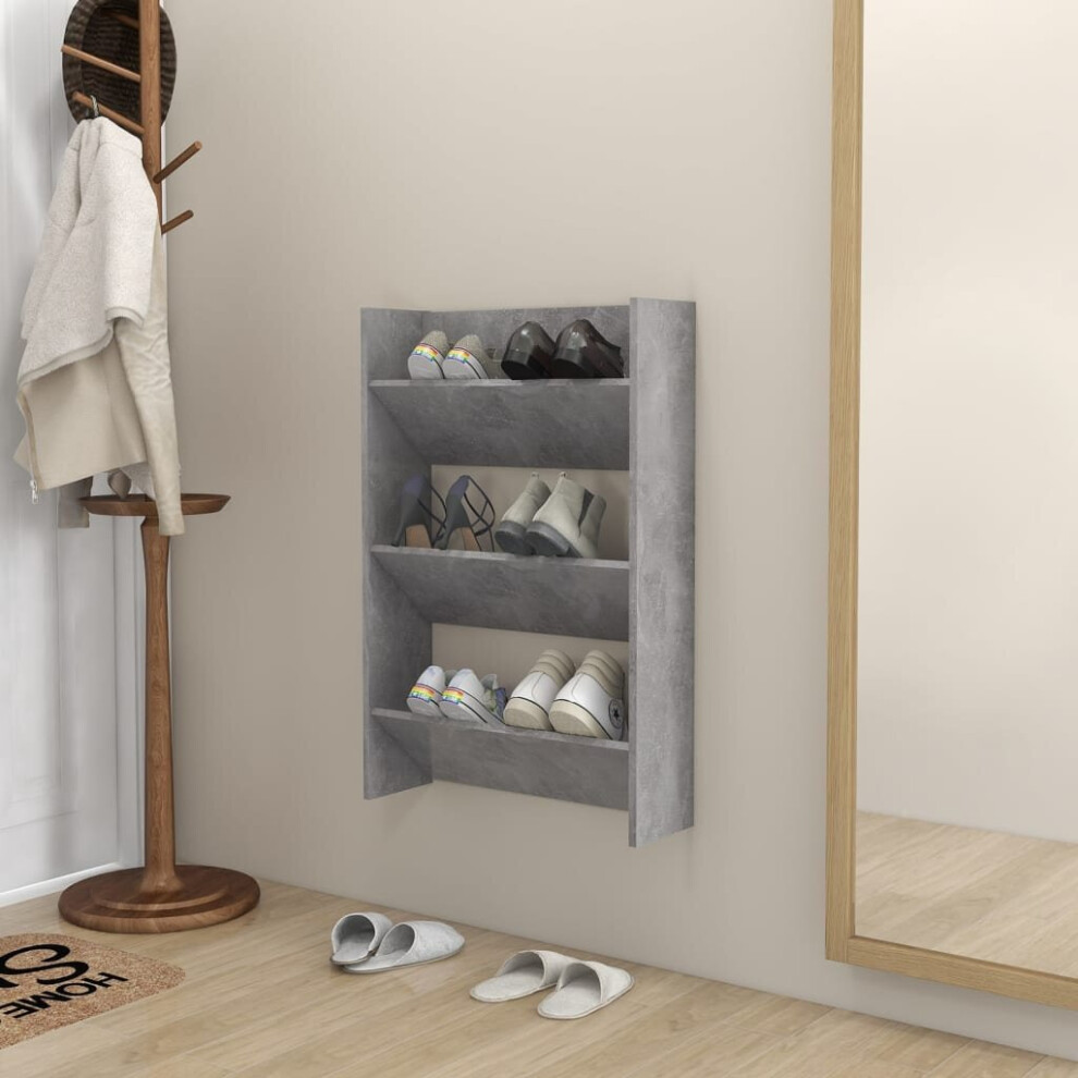 Vidaxl Wall Shoe Cabinet Concrete Grey Engineered Wood Hanging Shoe Organiser