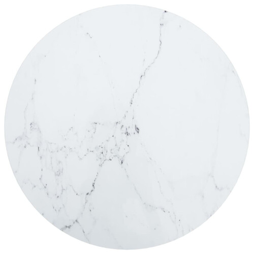 VidaXL vidaXL Table Top White Tempered Glass with Marble Design Dining Table Top Set