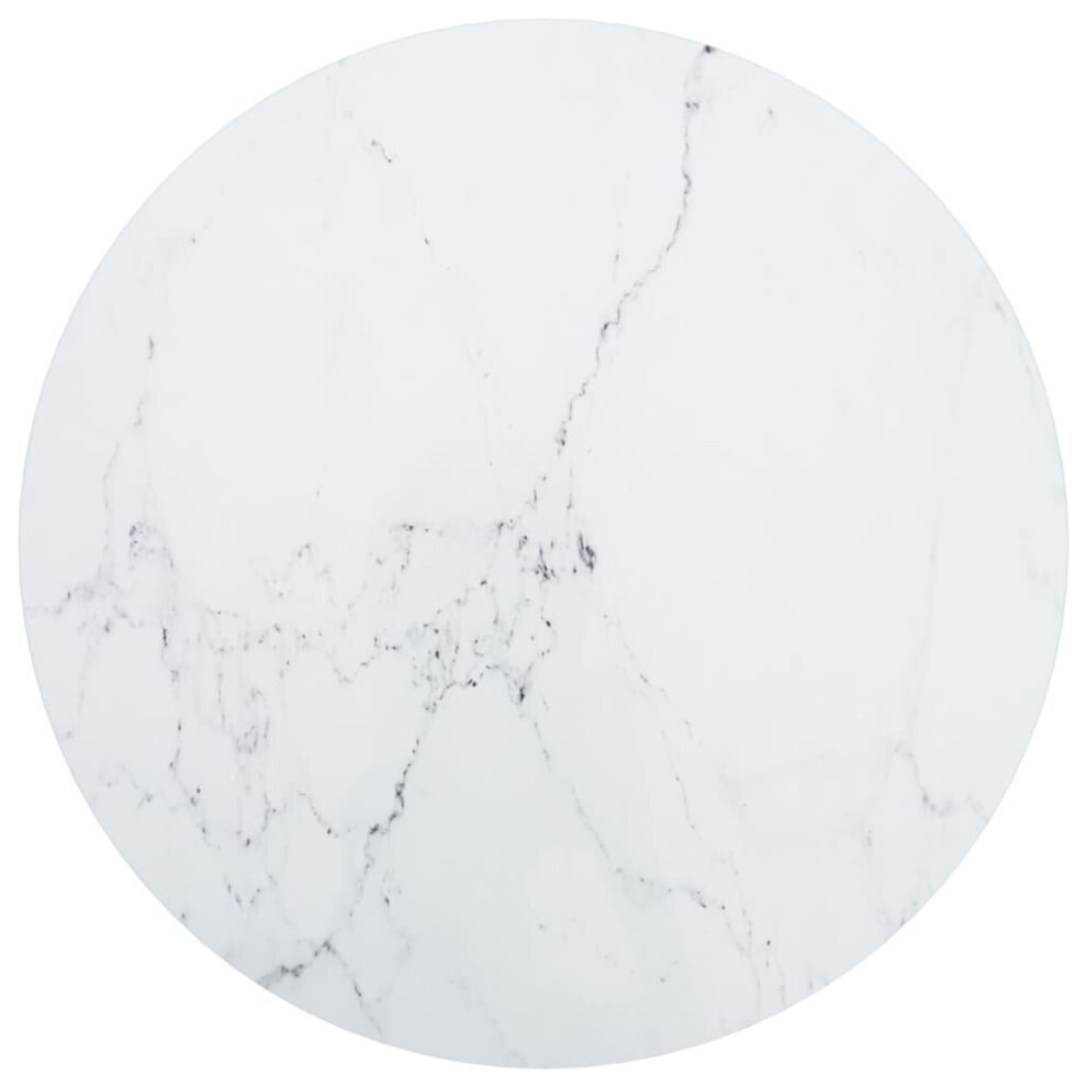 Vidaxl Table Top White Tempered Glass With Marble Design Dining Table Top Set