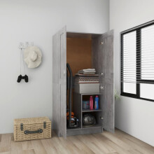 vidaXL 803438 Wardrobe Concrete Grey Engineered Wood Clothing Cabinet - Compact Home Organiser, 82.5x51.5x180 cm