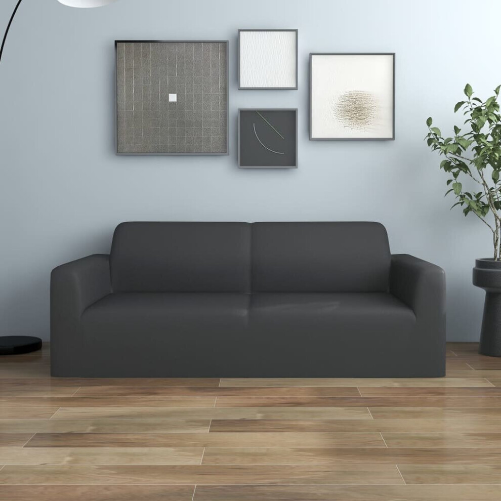 vidaXL 2-Seater Stretch Couch Slipcover Anthracite Polyester Jersey Cover