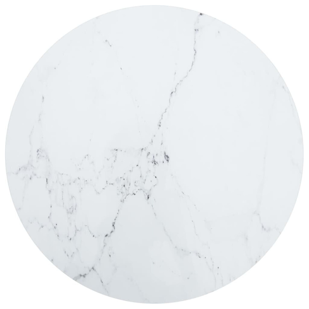 Vidaxl Table Top White Tempered Glass With Marble Design Dining Table Top Set