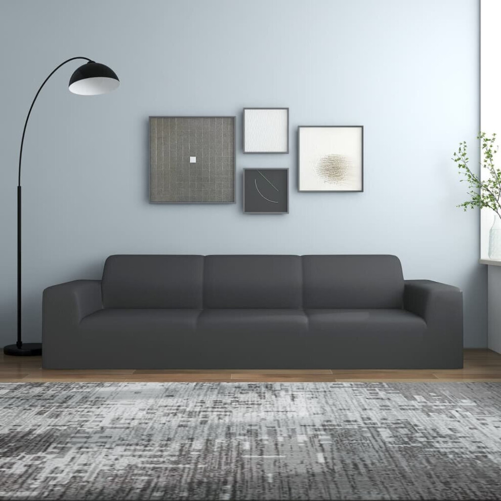 vidaXL 4-Seater Stretch Couch Slipcover Anthracite Polyester Jersey Cover