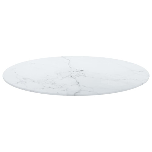 VidaXL vidaXL Table Top White Tempered Glass with Marble Design Dining Table Top Set 2