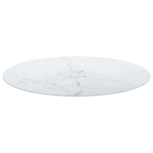 VidaXL vidaXL Table Top White Tempered Glass with Marble Design Dining Table Top Set 2