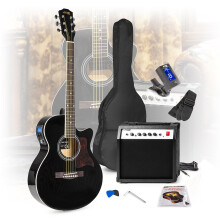 Max ShowKit Electro-Acoustic Guitar Pack, Full Size with 40 Watt Combo Amplifier, Steel String Set, Gig Bag, Strap, Picks and Digital Tuner Beginners