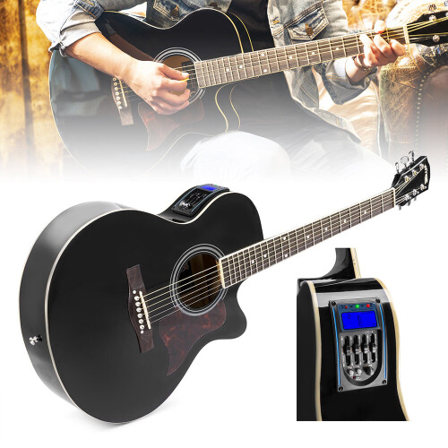 Max ShowKit Electro Acoustic Guitar Pack Full Size with 40 Watt Combo Amplifier Steel String Set Gig Bag Strap Picks and Digital Tuner Beginners