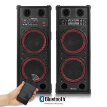 Pair of 10 inch Powered Bluetooth Speakers with SD USB MP3 File Reader Microphone Inputs for DJ Disco PA Party Karaoke 1200W