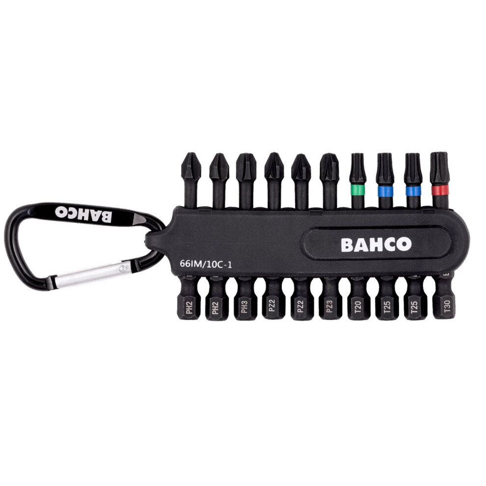 Bahco 10 Pce 1/4" Impact Screwdriver Bit Set Pozi/Phillips/Torx - 50mm