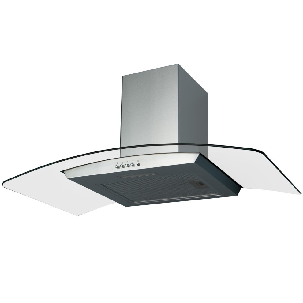 SIA CGH80SS 80cm Stainless Steel Curved Glass Cooker Hood Extractor Fan