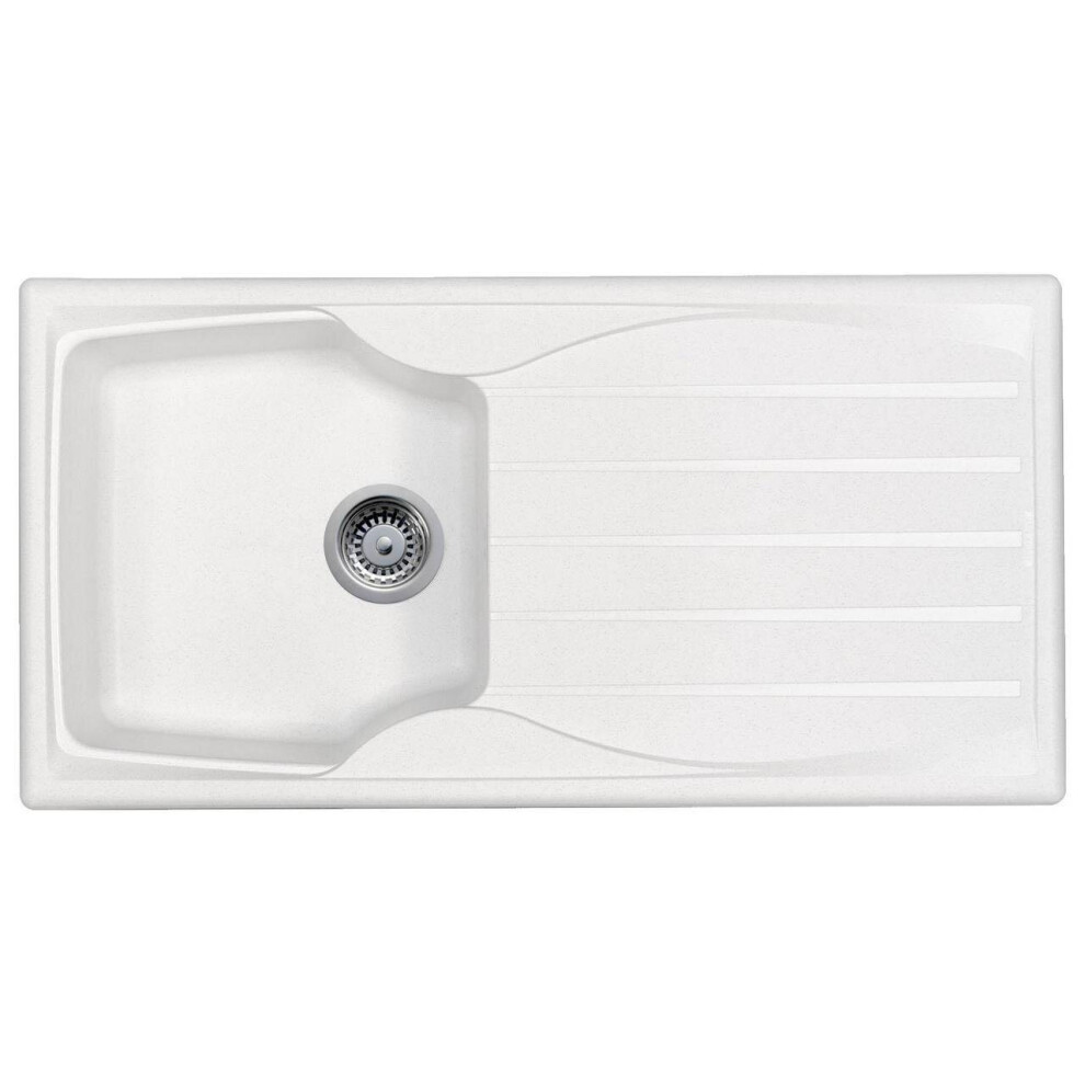 Astracast Sierra 1.0 Bowl Reversible White Kitchen Sink With Basket Waste Kit