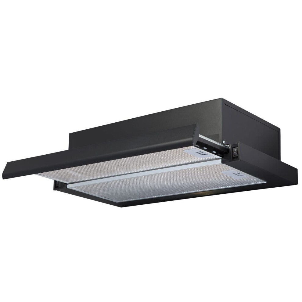 SIA TSH60BL 60cm Black Telescopic Integrated Cooker Hood Kitchen Extractor Fan