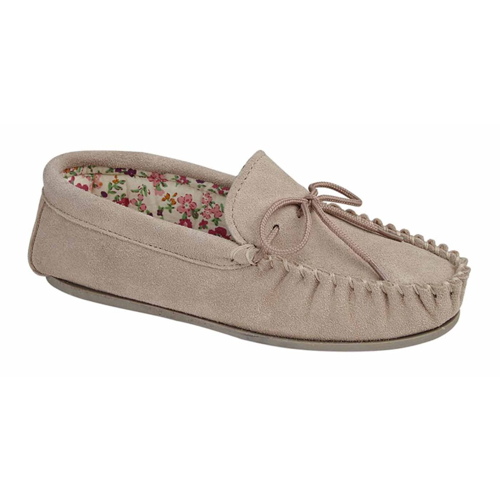 (5 UK, Stone) Mokkers Womens/Ladies Lily Suede Moccasin Slippers