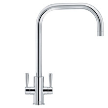Franke Ascona Chrome U-Spout Twin Lever Modern Monobloc Kitchen Sink Mixer Tap