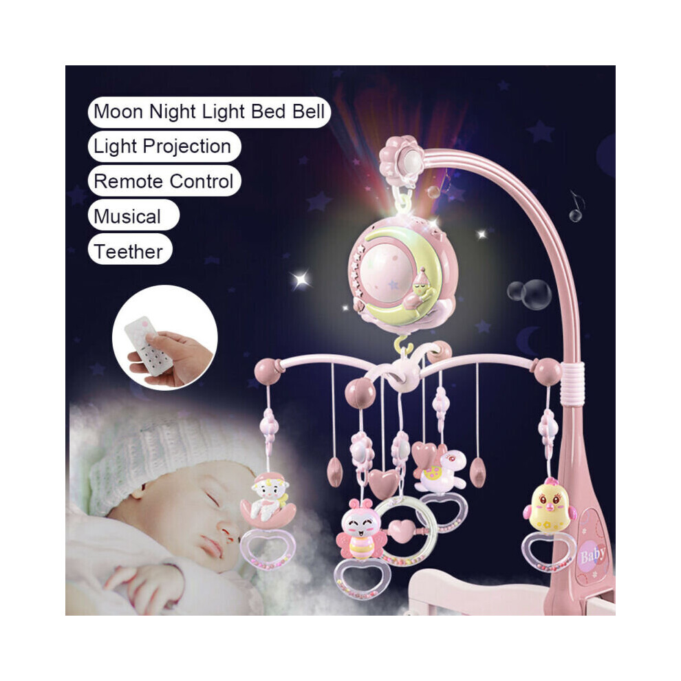 Baby Musical Crib Bed Bell Cot Mobile Stars Nusery Lullaby Toy Light