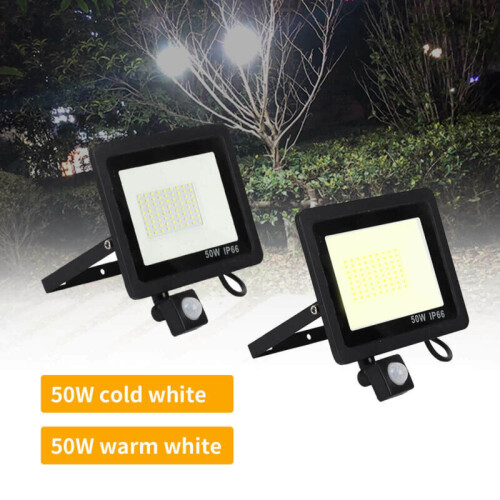 CZHONG-50W LED PIR Sensor Flood Energy Saving Security Lamp Warm Light 2