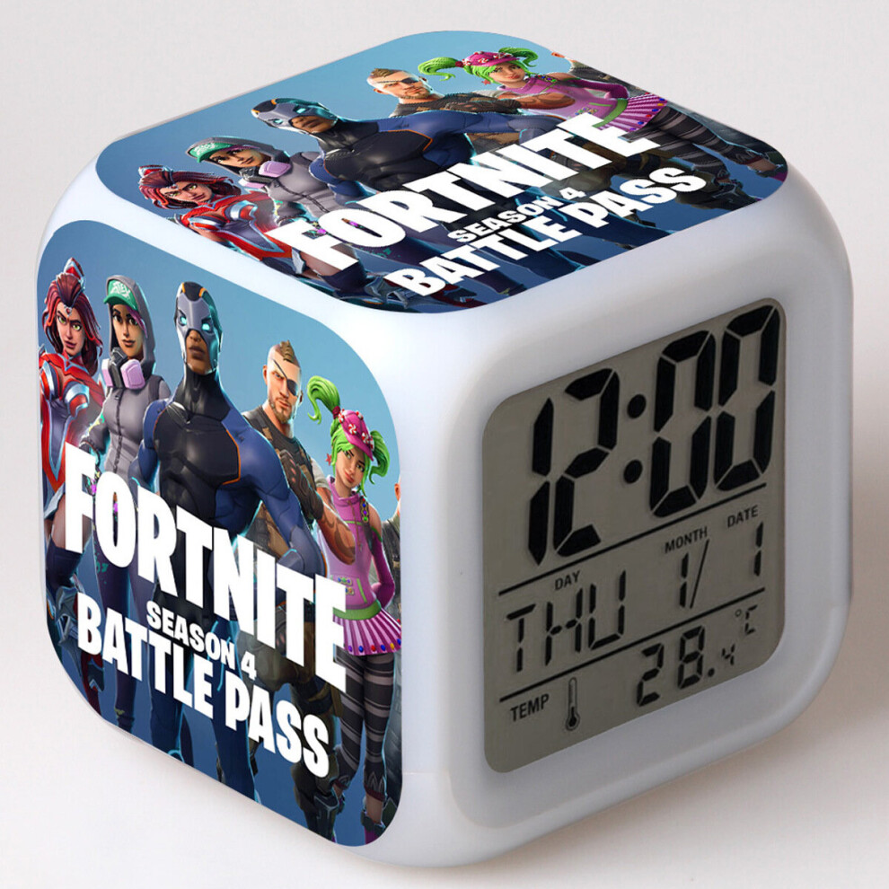 (04) Fortnite Multi-function 7Color Digital Alarm Clock LED Watch Alarm Clock