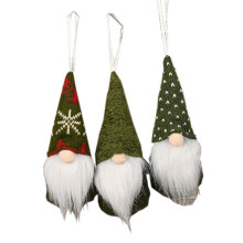 (Green Set) 3X Christmas Tree Hanging Gnome Plush Gonk Santa Doll Pendants Xmas Decoration