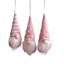 (Pink Set) 3X Christmas Tree Hanging Gnome Plush Gonk Santa Doll Pendants Xmas Decoration