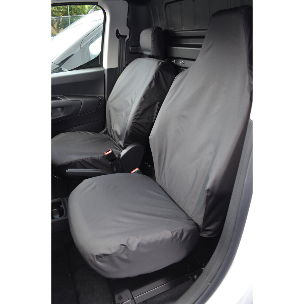 (Front Pair (Integral Headrests), ) Turtle Covers Citroen Berlingo 2018+ Seat Covers Black 5057605033464