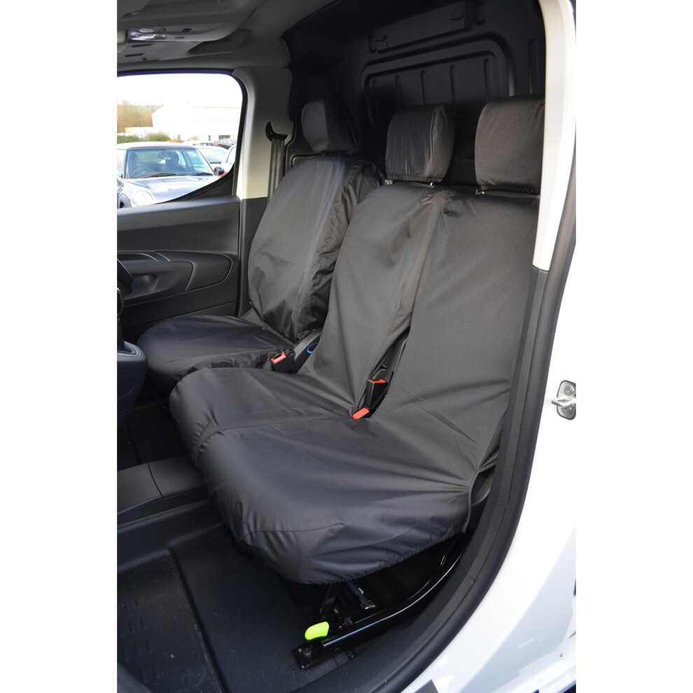 (Front 3, ) Turtle Covers Citroen Berlingo 2018+ Seat Covers Black 5057605032528
