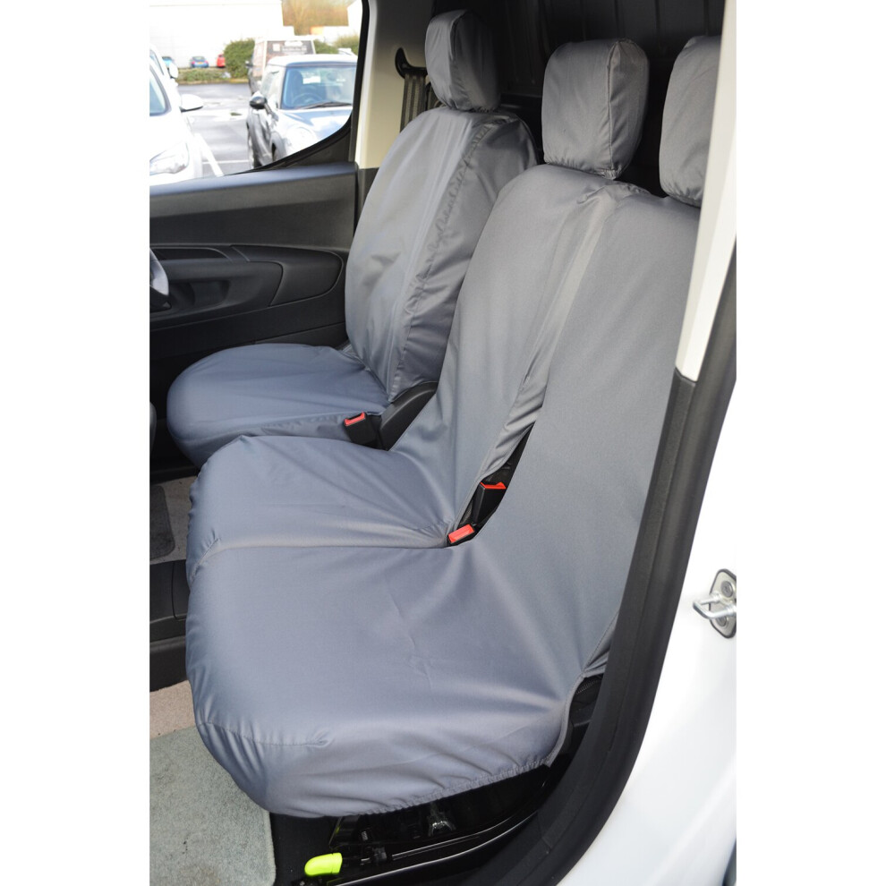 (Front 3, ) Turtle Covers Citroen Berlingo 2018+ Seat Covers Grey 5057605032559