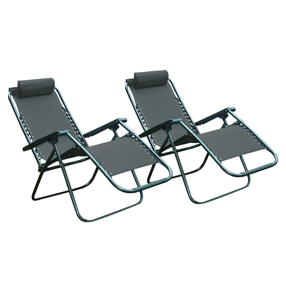 Set x 2 Folding Garden Chairs Patio Furniture Textoline Zero Gravity Sun Lounger