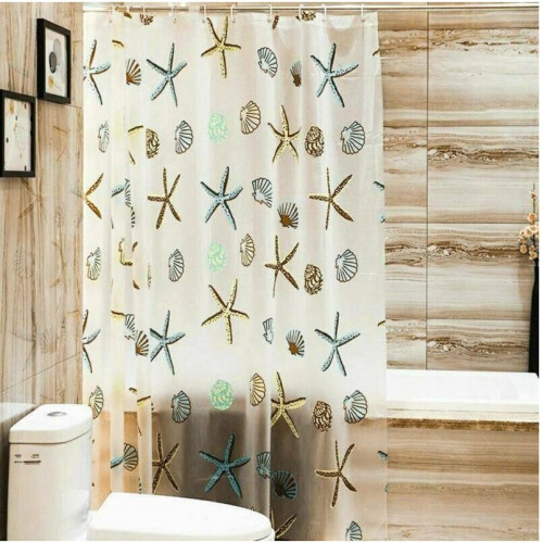 (Sea Shell) Shower Curtain Mould & Mildew Resistant 12 Hook 2