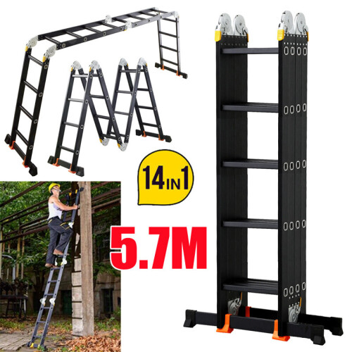 5.7M Multi-Purpose Folding Aluminium Telescopic Ladder Extendable Step