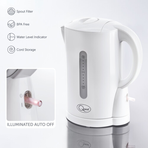 Quest Quest 36039 1 Litre White Kettle / Spout Filter, Water Level Indicator 2