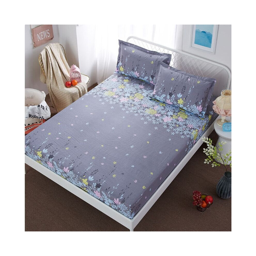 (P, King?180*200 CM?) Floral Printed Fitted Sheet Twin Full Queen King Bed Sheet Cover 3 Sizes