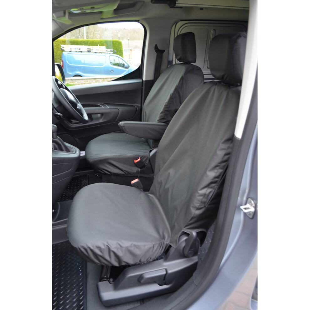 (Front Pair (Separate Headrests), ) Turtle Covers Citroen Berlingo 2018+ Seat Covers Black 5057605032436